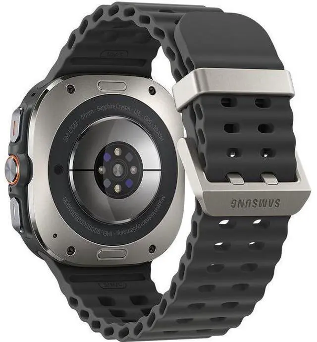 Alt view image 4 of 6 - Samsung Galaxy Watch Ultra - 32GB - Titanium Silver-Titanium-Marine Band-Dark Grey - 47mm - Titanium Silver - Titanium - Dark Grey - Marine Band - Silicone - Premium (Refreshed)