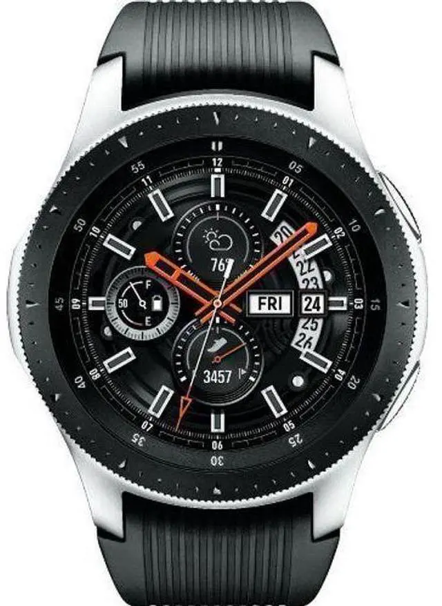 Main image of Samsung  Galaxy Watch - 4GB - Bluetooth - 42mm - Silver - Stainless Steel - Onyx Black - Silicone Strap - Silicone - Good (Grade B)