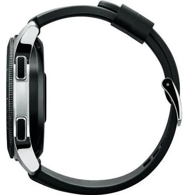 Alt view image 4 of 5 - Samsung  Galaxy Watch - 4GB - Bluetooth - 42mm - Silver - Stainless Steel - Onyx Black - Silicone Strap - Silicone - Good (Grade B)