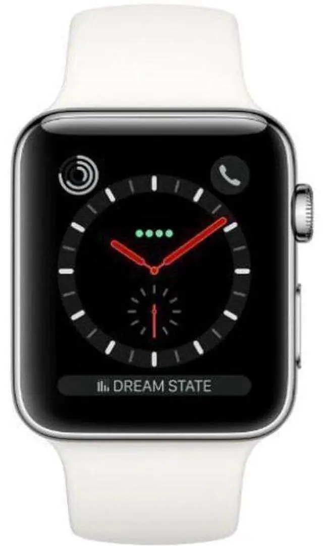 Main image of Apple  Watch Series 3 - 16GB - Cellular + GPS - 42mm - Silver - Stainless Steel - White - Sport Band - Rubber - Excellent (Grade A)