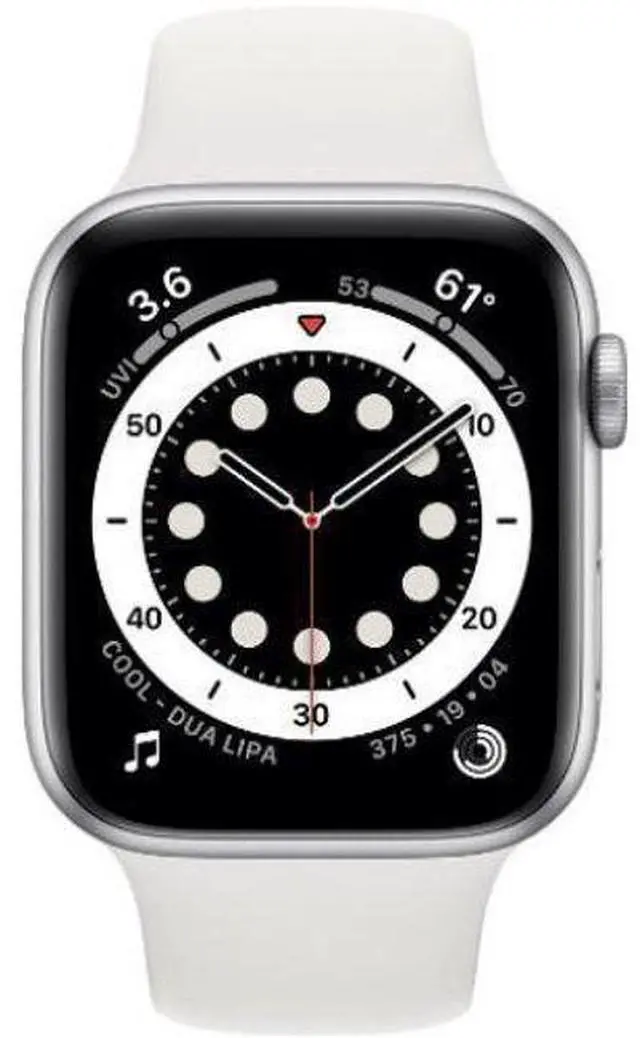 Main image of Apple  Watch Series 6 - 32GB - Silver-Aluminum-Sport Band-White - GPS - 40mm - Silver - Aluminum - White - Sport Band - Rubber - Excellent (Grade A)