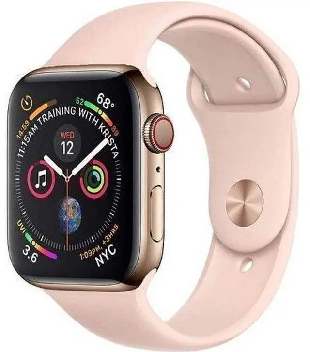 Alt view image 2 of 2 - Apple  Watch Series 4 - 16GB - Cellular + GPS - 44mm - Gold - Stainless Steel - Pink Sand - Sport Band - Rubber - Excellent (Grade A)