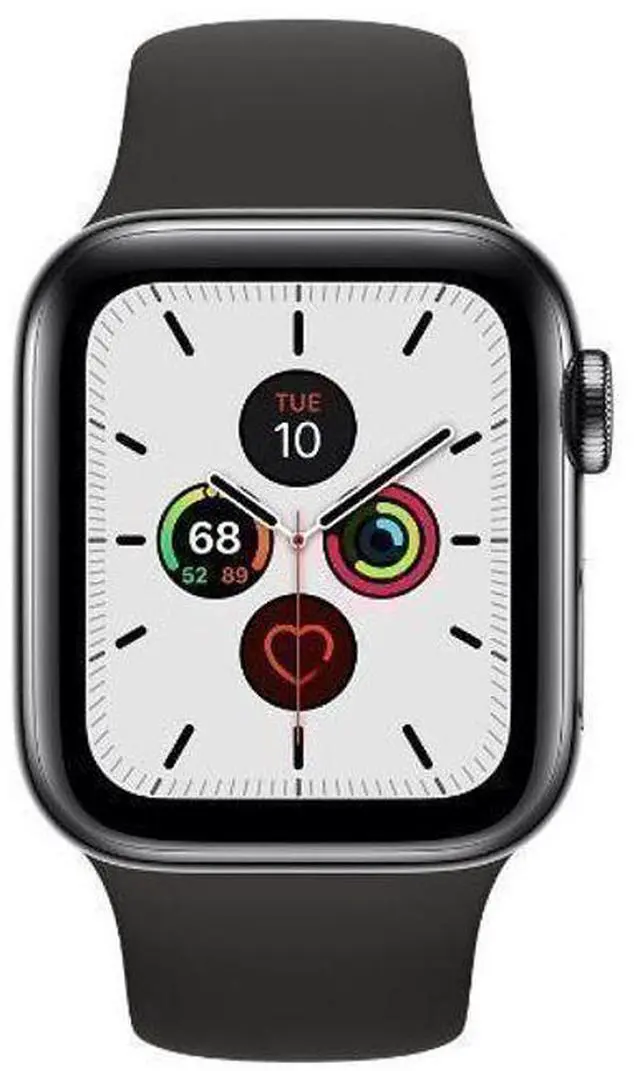 Main image of Apple  Watch Series 5 - 32GB - Space Grey-Aluminum-Sport Band-Black - Cellular + GPS - 40mm - Space Grey - Aluminum - Black - Sport Band - Rubber - Excellent (Grade A)