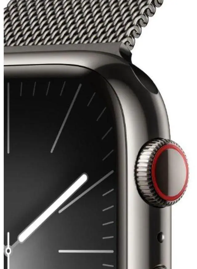 Alt view image 3 of 3 - Apple  Watch Series 9 - 64GB - Cellular + GPS - 45mm - Graphite - Stainless Steel - Graphite - Milanese Loop Band - One Size - Stainless Steel - Good (Grade B)