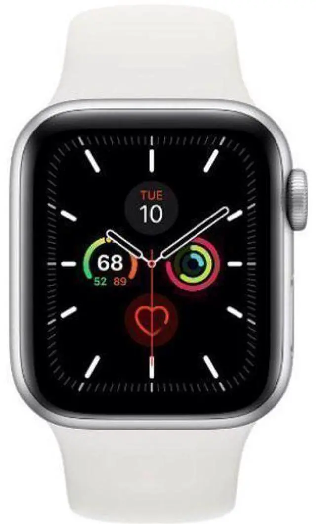 Main image of Apple  Watch Series 5 - 32GB - Silver-Aluminum-Sport Band-White - Cellular + GPS - 40mm - Silver - Aluminum - White - Sport Band - Rubber - Acceptable (Grade C)