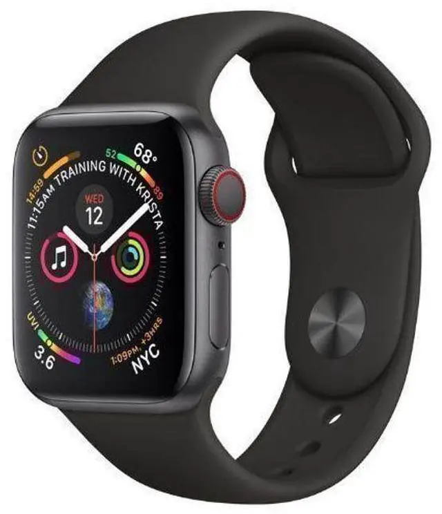 Alt view image 2 of 2 - Apple  Watch Series 4 - 16GB - GPS - 44mm - Space Grey - Aluminum - Black - Sport Band - Rubber - Acceptable (Grade C)