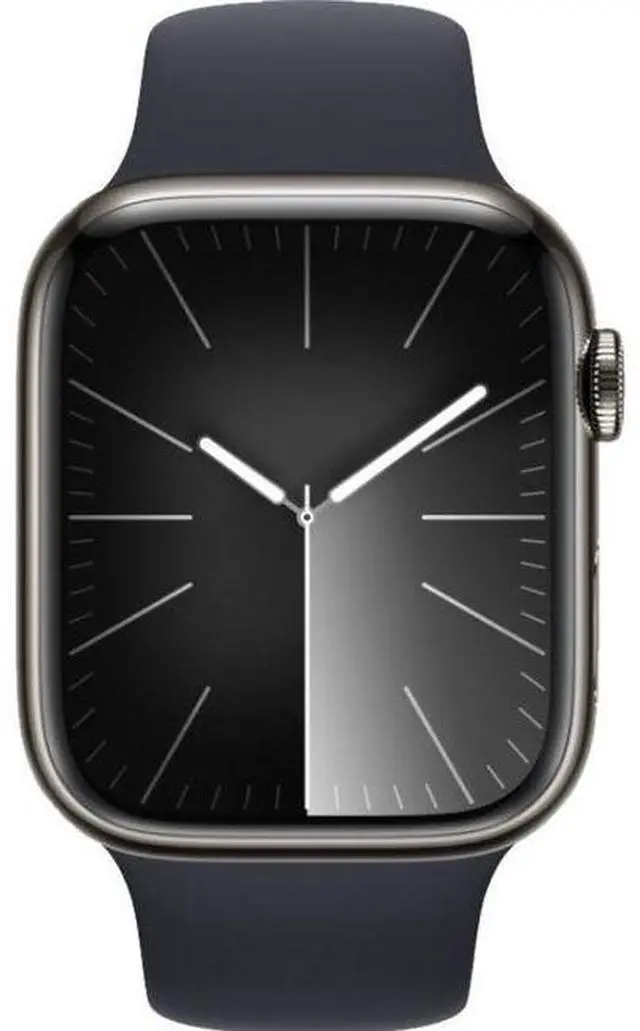 Main image of Apple  Watch Series 9 - 64GB - Cellular + GPS - 45mm - Graphite - Stainless Steel - Midnight - Sport Band - Medium/Large Size - Rubber - Excellent (Grade A)
