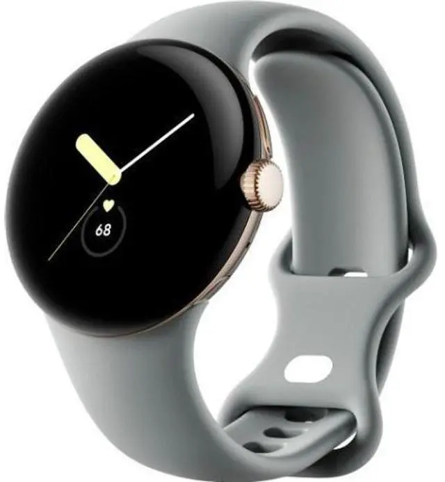 Alt view image 2 of 5 - Google  Pixel Watch 1 - 32GB - Champagne Gold-Stainless Steel-Active Band-Hazel - Bluetooth + LTE - 41mm - Champagne Gold - Stainless Steel - Hazel - Active Band - Fluoroelastomer - Excellent (Grade A