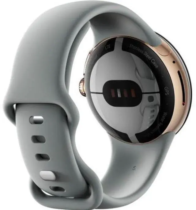 Alt view image 4 of 5 - Google  Pixel Watch 1 - 32GB - Champagne Gold-Stainless Steel-Active Band-Hazel - Bluetooth + LTE - 41mm - Champagne Gold - Stainless Steel - Hazel - Active Band - Fluoroelastomer - Excellent (Grade A