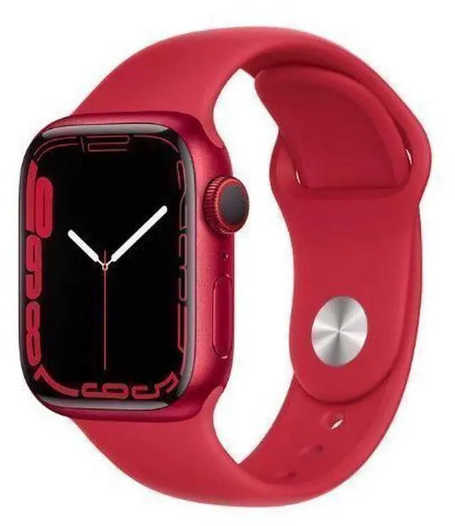 Alt view image 2 of 5 - Apple  Watch Series 7 - 32GB - Red-Aluminum-Sport Band-Red - Cellular + GPS - 41mm - Red - Aluminum - Red - Sport Band - Rubber - Good (Grade B)