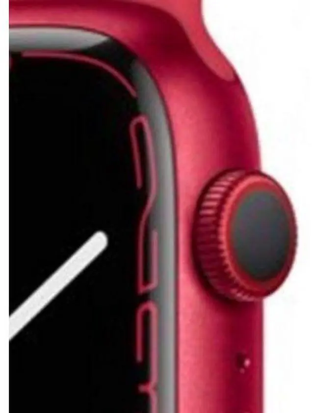Alt view image 3 of 5 - Apple  Watch Series 7 - 32GB - Red-Aluminum-Sport Band-Red - Cellular + GPS - 41mm - Red - Aluminum - Red - Sport Band - Rubber - Good (Grade B)