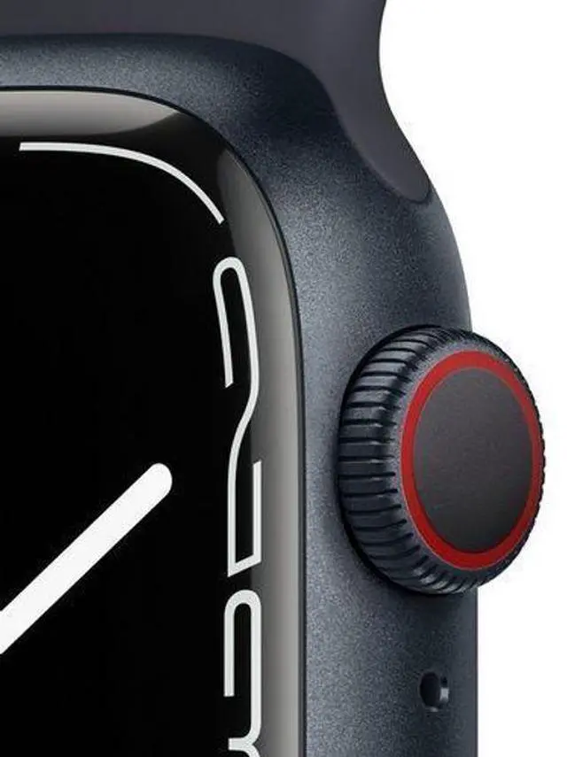 Alt view image 3 of 5 - Apple  Watch Series 7 - 32GB - Cellular + GPS - 45mm - Midnight - Aluminum - Midnight - Sport Band - Rubber - Good (Grade B)
