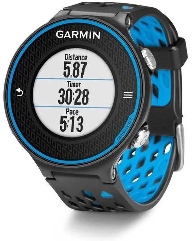 Alt view image 2 of 4 - Garmin  Forerunner 620 GPS Smartwatch - 25.4mm - Black/Blue - Polymer - Black/Blue - Silicone Band - Silicone - Excellent (Grade A)