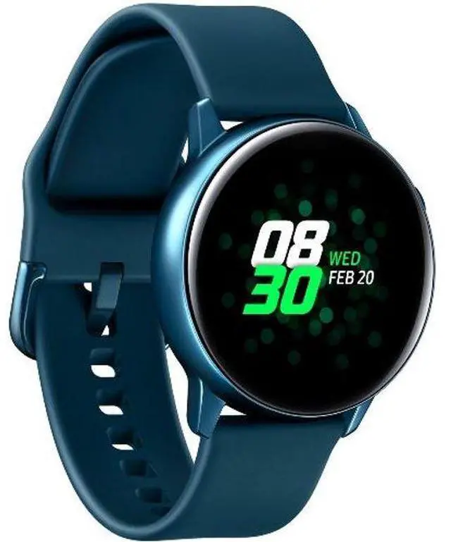 Alt view image 3 of 5 - Samsung  Galaxy Watch Active - 4GB - Green-Aluminum-Fluoroelastomer Strap-Green - 40mm - Green - Aluminum - Green - Fluoroelastomer Strap - Fluoroelastomer - Acceptable (Grade C)