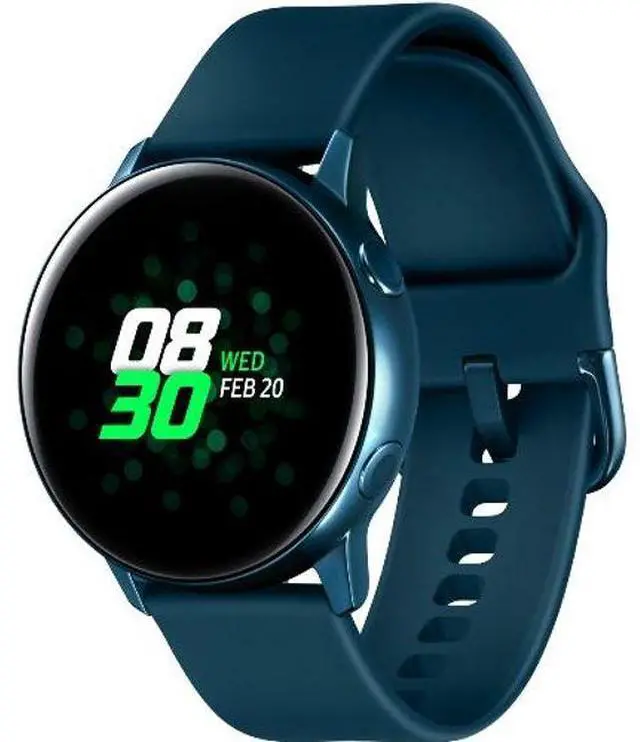 Alt view image 2 of 5 - Samsung  Galaxy Watch Active - 4GB - Green-Aluminum-Fluoroelastomer Strap-Green - 40mm - Green - Aluminum - Green - Fluoroelastomer Strap - Fluoroelastomer - Acceptable (Grade C)