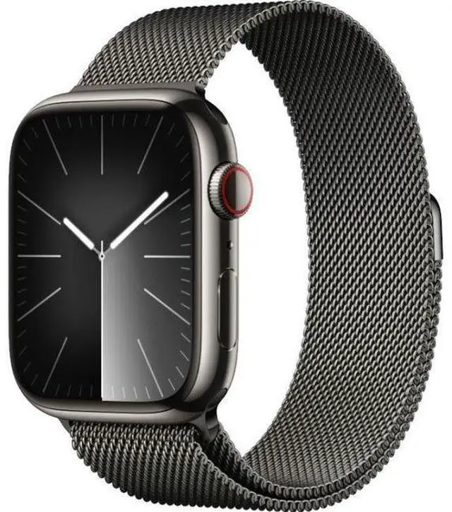 Alt view image 2 of 3 - Apple  Watch Series 9 - 64GB - Cellular + GPS - 45mm - Graphite - Stainless Steel - Graphite - Milanese Loop Band - One Size - Stainless Steel - Excellent (Grade A)