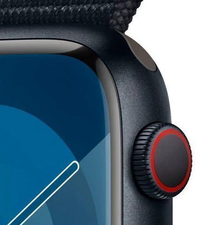 Alt view image 3 of 3 - Apple  Watch Series 9 - 64GB - Cellular + GPS - 41mm - Midnight - Aluminum - Midnight - Sport Loop - Small/Medium Size - Rubber - Good (Grade B)
