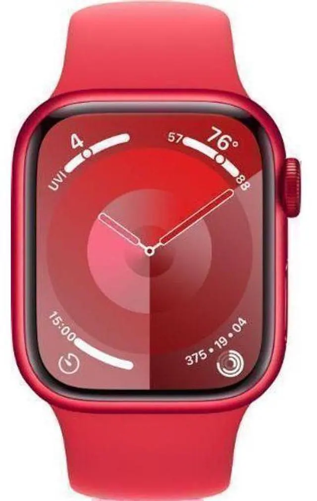 Main image of Apple  Watch Series 9 - 64GB - Red-Aluminum-Sport Band-Red - Cellular + GPS - 45mm - Red - Aluminum - Red - Sport Band - Small/Medium Size - Rubber - Good (Grade B)