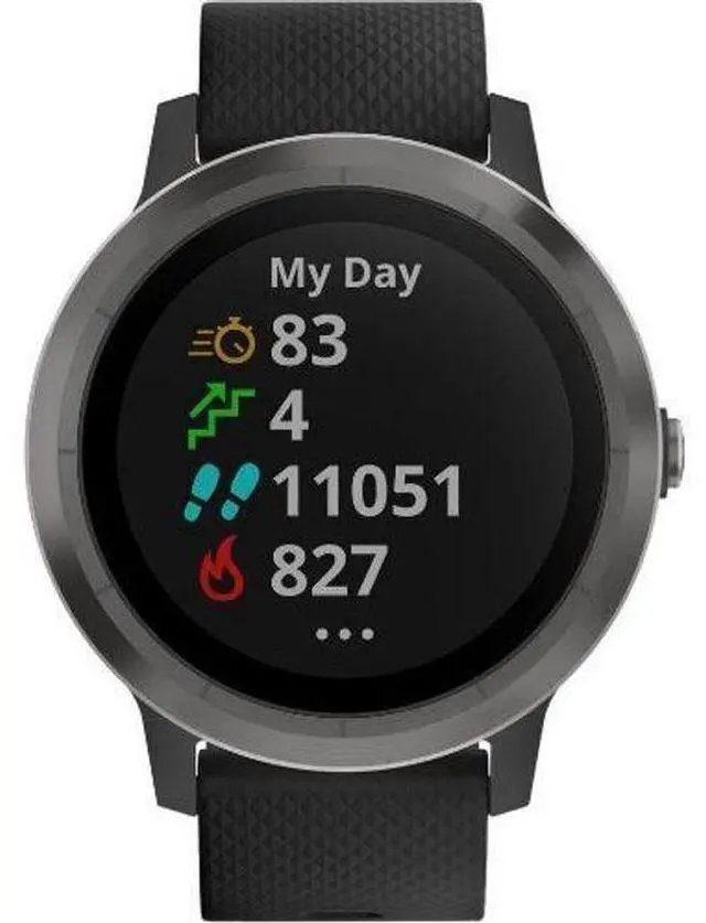Main image of Garmin  Vivoactive 3 Smartwatch - 30.4mm - Slate - Fiber-reinforced Glass - Black - Silicone Strap - Silicone - Acceptable (Grade C)