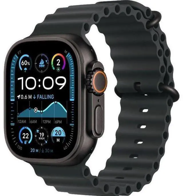 Alt view image 2 of 3 - Apple  Watch Ultra 2 - 64GB - Cellular + GPS - 49mm - Black - Titanium - Black - Ocean Band - One Size - Rubber - Excellent (Grade A)