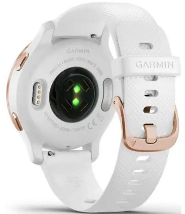 Alt view image 4 of 4 - Garmin  Venu 2S Smartwatch - Rose Gold-Fiber-reinforced Polymer-Silicone Strap-White - 27.9mm - Rose Gold - Fiber-reinforced Polymer - White - Silicone Strap - Premium (Refreshed)