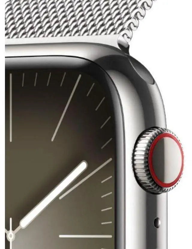 Alt view image 3 of 3 - Apple  Watch Series 9 - 64GB - Silver-Stainless Steel-Milanese Loop Band-Silver - Cellular + GPS - 45mm - Silver - Stainless Steel - Silver - Milanese Loop Band - One Size - Stainless Steel - Good (Gr