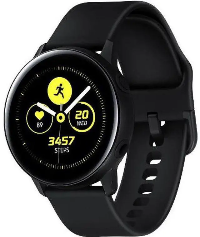 Alt view image 2 of 5 - Samsung  Galaxy Watch Active - 4GB - Black-Aluminum-Fluoroelastomer Strap-Black - 40mm - Black - Aluminum - Black - Fluoroelastomer Strap - Fluoroelastomer - Acceptable (Grade C)