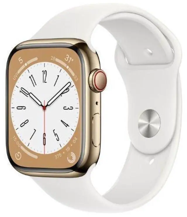 Alt view image 2 of 2 - Apple  Watch Series 5 - 32GB - Gold-Aluminum-Sport Band-White - GPS - 40mm - Silver - Aluminum - White - Sport Band - Rubber - Excellent (Grade A)