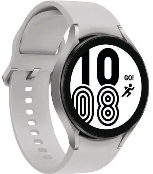 Alt view image 3 of 5 - Samsung  Galaxy Watch4 - 16GB - Bluetooth - 44mm - Silver - Aluminum - Silver - Sport Band - Fluoroelastomer - Premium