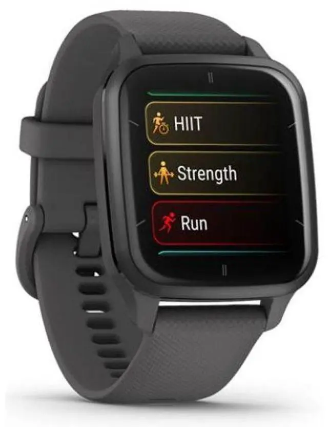 Alt view image 3 of 4 - Garmin  Venu Sq 2 Smartwatch - Slate - Fiber-reinforced polymer - Shadow Gray - Silicone Band - Silicone - Acceptable (Grade C)