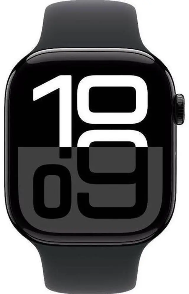 Main image of Apple  Watch Series 10 - 64GB - Cellular + GPS - 42mm - Jet Black - Aluminum - Black - Sport Band - One Size - Rubber - Acceptable (Grade C)