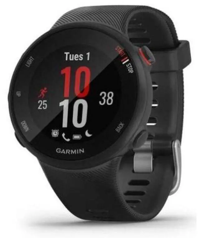 Alt view image 2 of 5 - Garmin  Forerunner 45S Smartwatch - 39mm - Black - Fiber-Reinforced Polymer - Black - Silicone Strap - Silicone - Acceptable (Grade C)