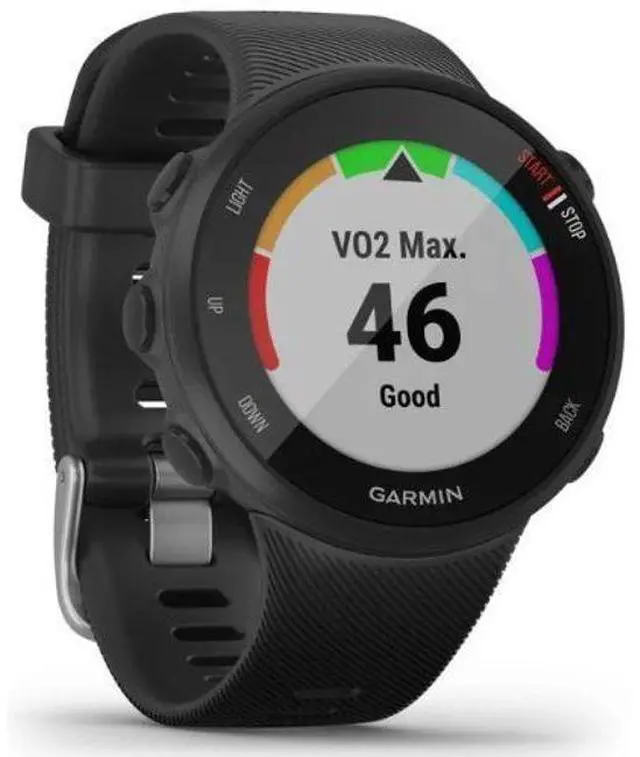 Alt view image 3 of 5 - Garmin  Forerunner 45S Smartwatch - 39mm - Black - Fiber-Reinforced Polymer - Black - Silicone Strap - Silicone - Acceptable (Grade C)