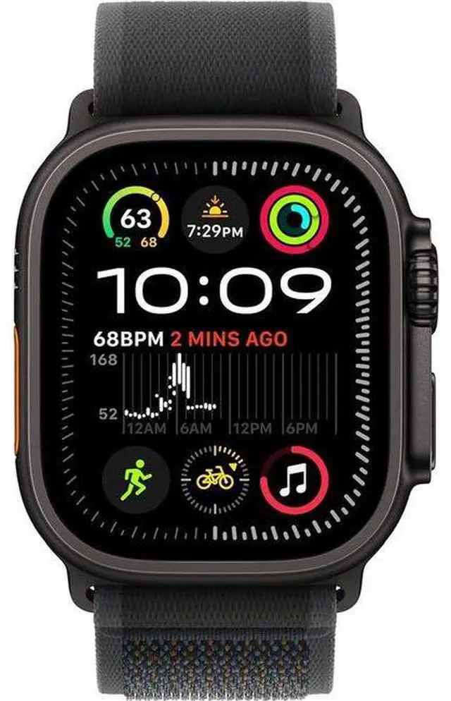 Alt view image 2 of 2 - Apple  Watch Ultra 2 - 64GB - Cellular + GPS - 49mm - Black - Titanium - Black - Trail Loop Band - Large Size - Textile - Excellent (Grade A)