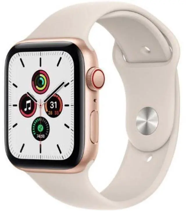 Alt view image 2 of 2 - Apple  Watch SE 1st Gen (2020) - 32GB - Cellular + GPS - 40mm - Gold - Aluminum - Starlight - Sport Band - Rubber - Good (Grade B)
