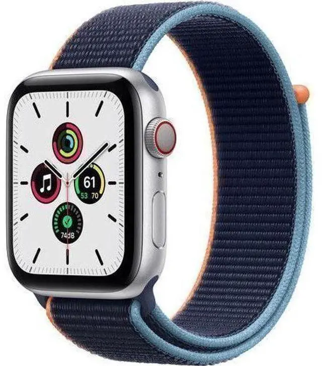 Main image of Apple  Watch SE 1st Gen (2020) - 32GB - Cellular + GPS - 40mm - Silver - Aluminum - Deep Navy - Sport Loop Band - Textile - Good (Grade B)