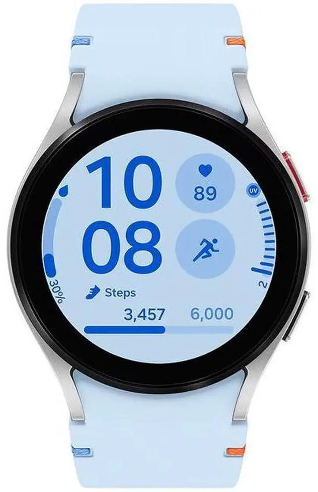Main image of Samsung Galaxy Watch FE - 16GB - Bluetooth + LTE - 40mm - Silver - Aluminum - Blue - Silicone Band - Silicone - Excellent (Grade A)