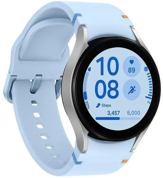 Alt view image 2 of 5 - Samsung Galaxy Watch FE - 16GB - Bluetooth + LTE - 40mm - Silver - Aluminum - Blue - Silicone Band - Silicone - Excellent (Grade A)
