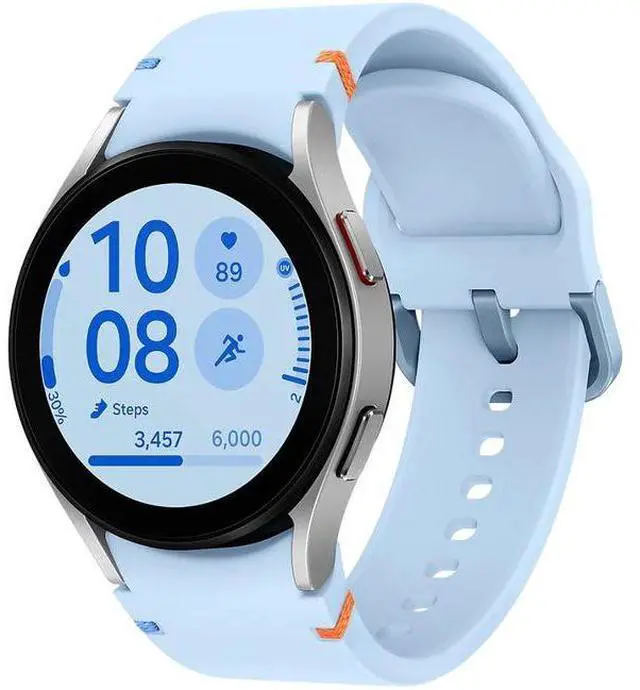 Alt view image 3 of 5 - Samsung Galaxy Watch FE - 16GB - Bluetooth + LTE - 40mm - Silver - Aluminum - Blue - Silicone Band - Silicone - Excellent (Grade A)