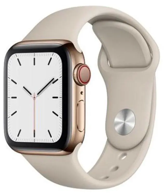 Alt view image 2 of 2 - Apple  Watch Series 5 - 32GB - Gold-Stainless Steel-Sport Band-Stone - Cellular + GPS - 44mm - Gold - Stainless Steel - Stone - Sport Band - Rubber - Excellent (Grade A)