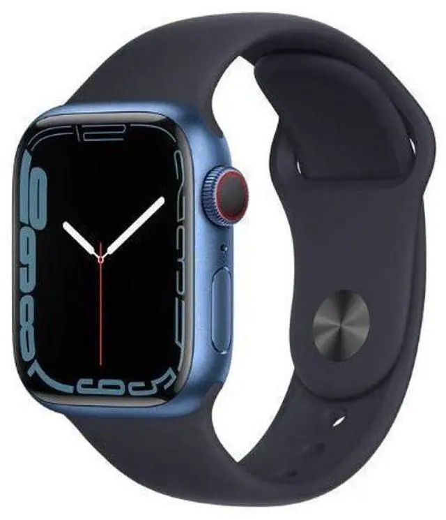 Alt view image 2 of 4 - Apple  Watch Series 7 - 32GB - Blue-Aluminum-Sport Band-Midnight - GPS - 41mm - Midnight - Aluminum - Midnight - Sport Band - Rubber - Excellent (Grade A)