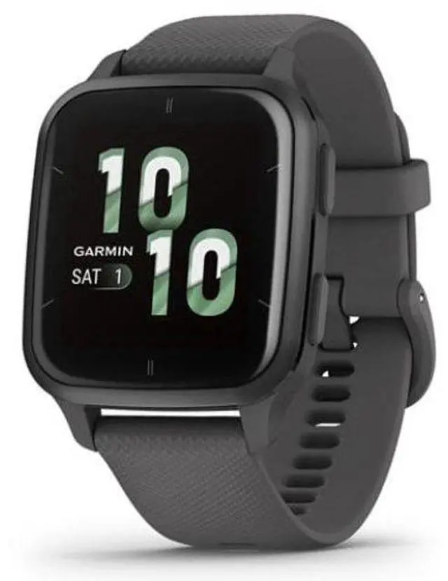 Alt view image 2 of 4 - Garmin  Venu Sq 2 Smartwatch - Slate-Fiber-reinforced polymer-Silicone Band-Shadow Gray - Metallic Mint - Fiber-reinforced polymer - Shadow Gray - Silicone Band - Silicone - Excellent (Grade A)