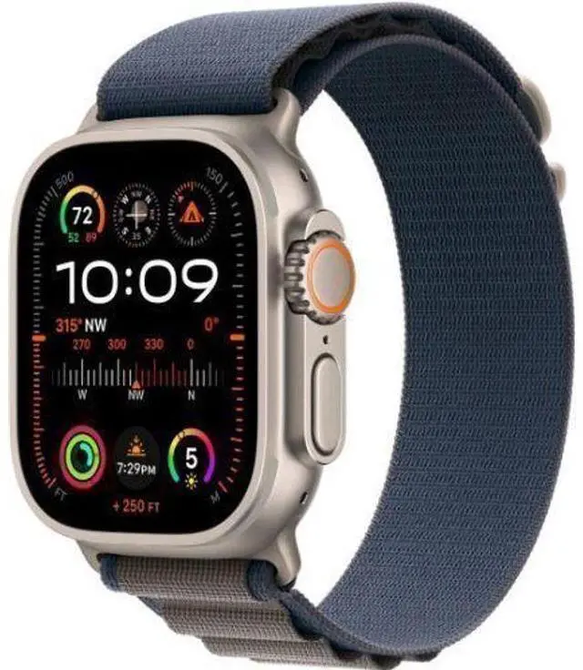 Alt view image 2 of 3 - Apple  Watch Ultra 2 - 64GB - Cellular + GPS - 49mm - Titanium - Titanium - Blue/Grey - Alpine Loop Band - One Size - Textile - Excellent (Grade A)