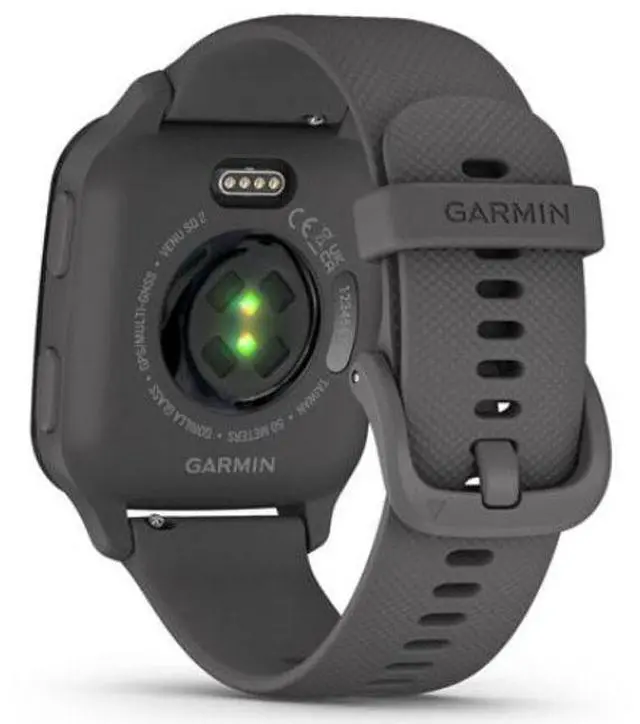 Alt view image 4 of 4 - Garmin  Venu Sq 2 Smartwatch - Slate-Fiber-reinforced polymer-Silicone Band-Shadow Gray - Metallic Mint - Fiber-reinforced polymer - Shadow Gray - Silicone Band - Silicone - Excellent (Grade A)