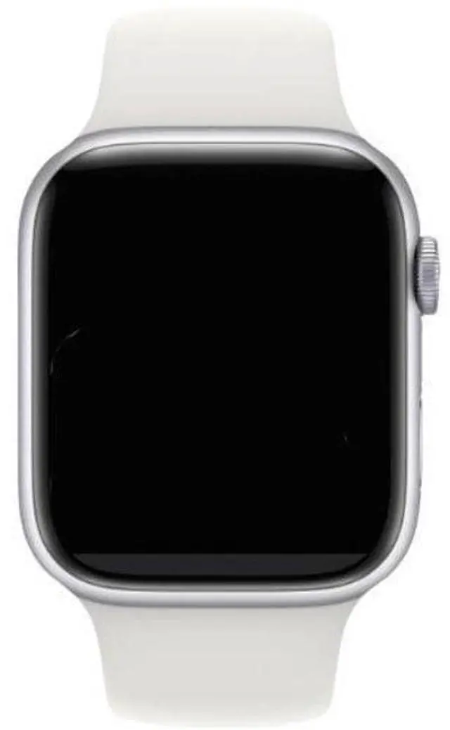 Main image of Apple  Watch Series 7 - 32GB - Silver-Stainless Steel-Sport Band-White - Cellular + GPS - 45mm - Silver - Stainless Steel - White - Sport Band - Rubber - Acceptable (Grade C)