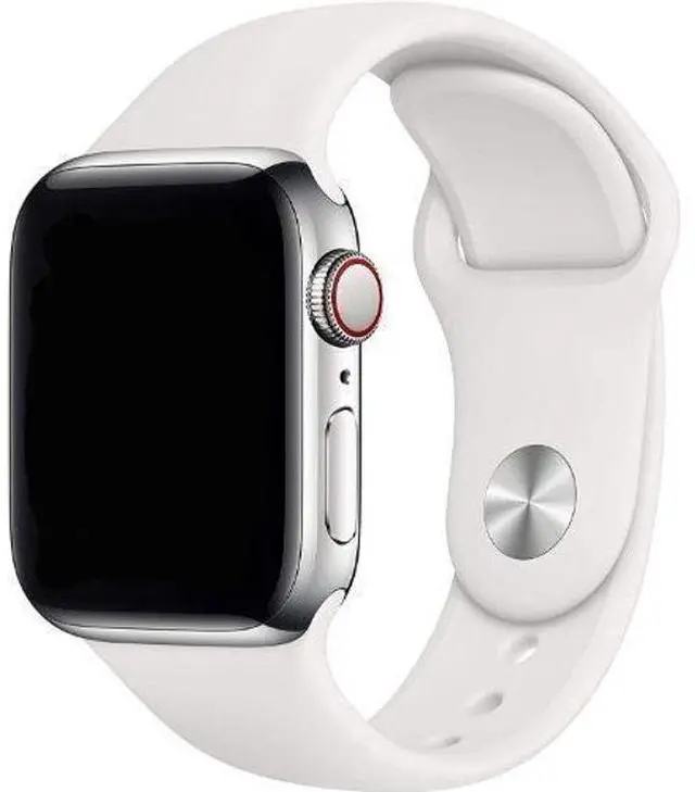 Alt view image 2 of 2 - Apple  Watch Series 7 - 32GB - Silver-Stainless Steel-Sport Band-White - Cellular + GPS - 45mm - Silver - Stainless Steel - White - Sport Band - Rubber - Acceptable (Grade C)