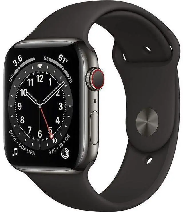 Main image of Apple  Watch Series 7 - 32GB - Graphite-Stainless Steel-Sport Band-Black - Cellular + GPS - 45mm - Graphite - Stainless Steel - Black - Sport Band - Rubber - Excellent (Grade A)