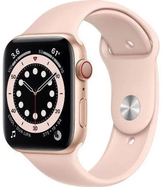 Alt view image 2 of 2 - Apple  Watch Series 6 - 32GB - Gold-Aluminum-Sport Band-Pink Sand - GPS - 44mm - Gold - Aluminum - Pink Sand - Sport Band - Rubber - Excellent (Grade A)