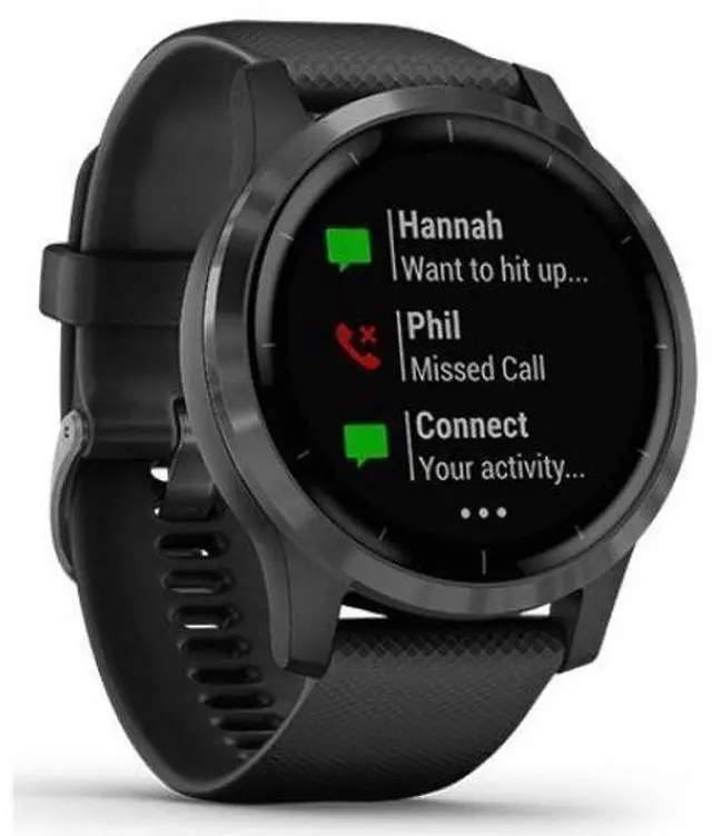 Alt view image 3 of 5 - Garmin  Vivoactive 4 Smartwatch - Slate-Fiber-reinforced Polymer-Silicone Strap-Black - 45mm - Slate - Fiber-reinforced Polymer - Black - Silicone Strap - Silicone - Acceptable (Grade C)