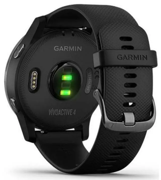 Alt view image 4 of 5 - Garmin  Vivoactive 4 Smartwatch - Slate-Fiber-reinforced Polymer-Silicone Strap-Black - 45mm - Slate - Fiber-reinforced Polymer - Black - Silicone Strap - Silicone - Acceptable (Grade C)